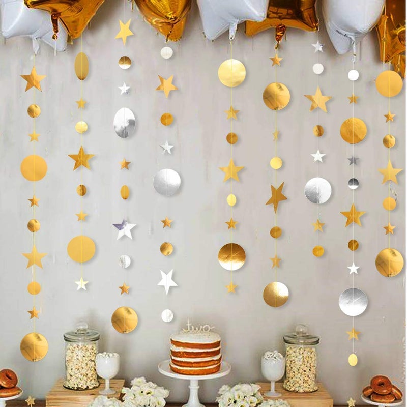 Decor365 Silver Gold Star Garland Decorations Twinkle Little Star Birthday Baby Shower Graduation Party Decor Christmas New Year Eve Banner Moon Stars Starry Night Ramadan Celestial Theme Backdrop - Image 5